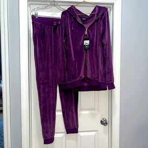 Velour hoodie sweatsuit jacket and pants